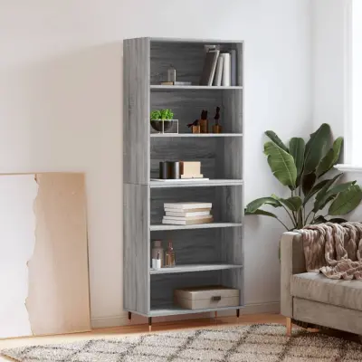 The Living Store Visoka komoda siva sonoma 69,5x32,5x180 cm inženirski les - Visoka Omarica