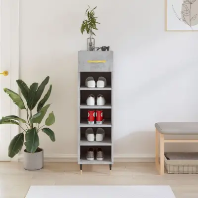 The Living Store Omarica za čevlje betonsko siva 30x35x105 cm inženirski les - Omarica Za Čevlje