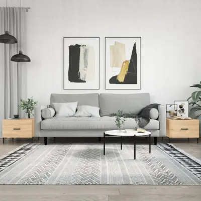 The Living Store Klubske mizice 2 kosa sonoma hrast 50x50x40 cm inženirski les - Klubska Mizica