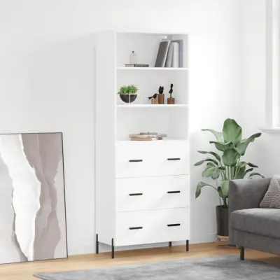 The Living Store Visoka omara bela 69,5x34x180 cm inženirski les - Visoka Omarica