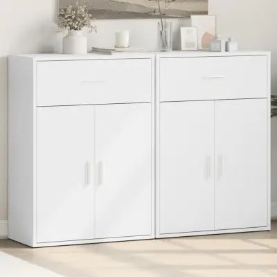 The Living Store Komoda 2 kosa bela 60x30x84 cm inženirski les - Komoda