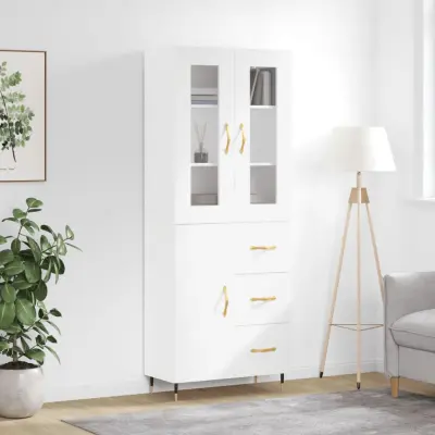 The Living Store Visoka omara bela 69,5x34x180 cm inženirski les - Visoka Omara