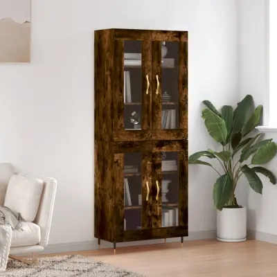 The Living Store Visoka komoda dimljen hrast 69,5x34x180 cm inženirski les - Visoka Omara