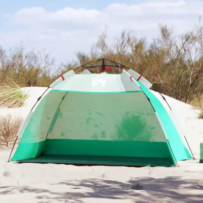The Living Store Šotor za plažo za 2 osebi zelen za hitro postavitev vodoodporen - Šotor Za Plažo