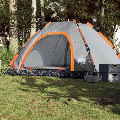 The Living Store Šotor za kampiranje za 5 oseb sivo oranžen za hitro postavitev - Šotor Za Kampiranje