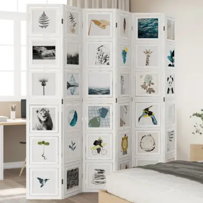 The Living Store Paravan 6-delni bel trden les pavlovnije - Pregrada Za Prostor