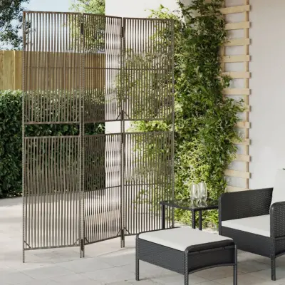 The Living Store Pregrada za sobo 3 plošče siv poli ratan - Pregrada Za Sobo