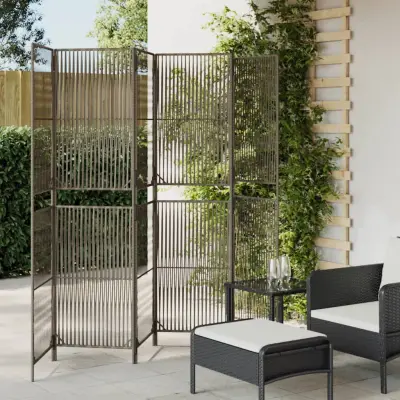 The Living Store Pregrada za sobo 6 plošč siv poli ratan - Pregrada Za Sobo
