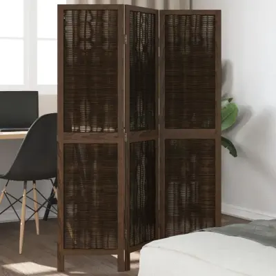 The Living Store Paravan 3-delni temno rjav trden les pavlovnije - Pregrada Za Prostor