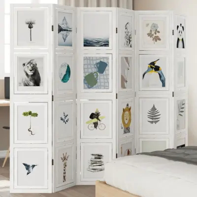 The Living Store Paravan 6-delni bel trden les pavlovnije - Pregrada Za Prostor