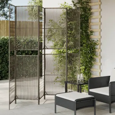 The Living Store Pregrada za sobo 6 plošč siv poli ratan - Pregrada Za Sobo
