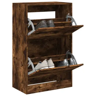The Living Store Omarica za čevlje dimljeni hrast 60x34x96,5 cm inženirski les - Omarica Za Čevlje