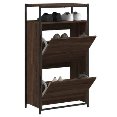 The Living Store Omarica za čevlje rjavi hrast 60x34x112 cm inženirski les - Omarica Za Čevlje