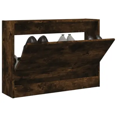 The Living Store Omarica za čevlje dimljeni hrast 80x21x57 cm inženirski les - Omarica Za Čevlje