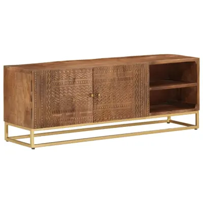 The Living Store TV omarica 110x30x40 cm trden mangov les in železo - TV Omarica