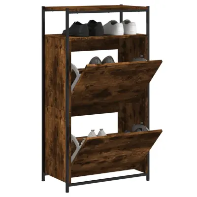 The Living Store Omarica za čevlje dimljeni hrast 60x34x112 cm inženirski les - Omarica Za Čevlje