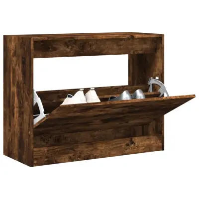 The Living Store Omarica za čevlje dimljeni hrast 80x34x63 cm inženirski les - Omarica Za Čevlje