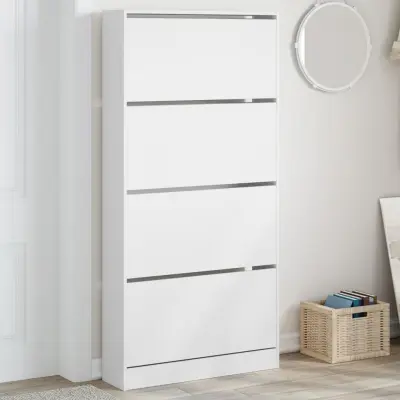 The Living Store Omarica za čevlje s 4 predali bela 80x21x163,5 cm - Omara Za Čevlje