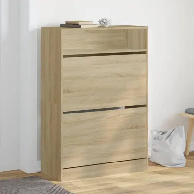The Living Store Omarica za čevlje z 2 predaloma sonoma hrast 80x34x116 cm - Omara Za Čevlje