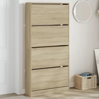 The Living Store Omarica za čevlje s 4 predali sonoma hrast 80x21x163,5 cm - Omara Za Čevlje