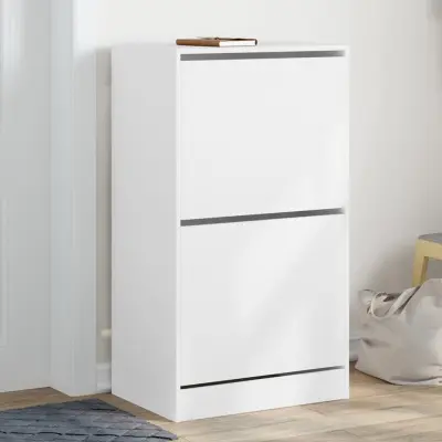 The Living Store Omarica za čevlje z 2 predaloma bela 60x42x108 cm - Omara Za Čevlje