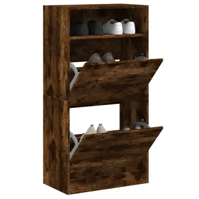 The Living Store Omarica za čevlje dimljeni hrast 60x34x116 cm inženirski les - Omarica Za Čevlje