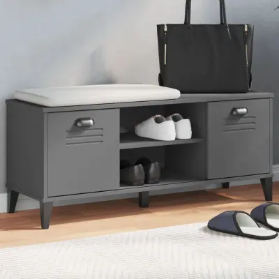 The Living Store Klop za čevlje VIKEN antracit siva 106x35x45 cm inženirski les - Klop Za Čevlje