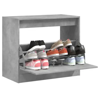 The Living Store Omarica za čevlje betonsko siva 80x42x69 cm inženirski les - Omarica Za Čevlje