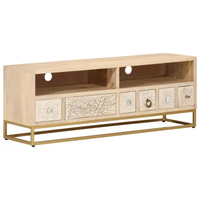 The Living Store TV omarica 110x30x40 cm trden mangov les in železo - TV Omarica
