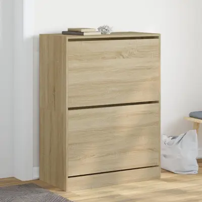 The Living Store Omarica za čevlje z 2 predaloma sonoma hrast 80x42x108 cm - Omara Za Čevlje