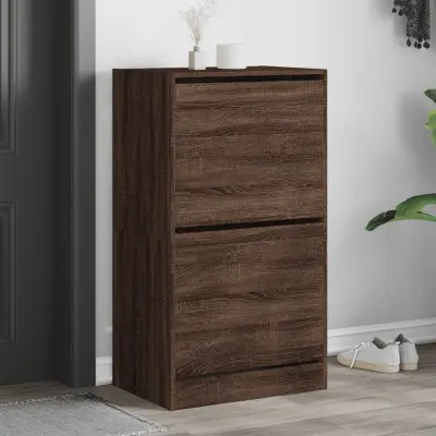 The Living Store Omarica za čevlje z 2 predaloma rjavi hrast 60x42x108 cm - Omara Za Čevlje