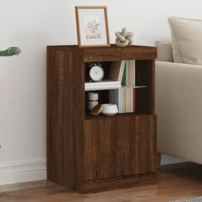 The Living Store Komoda z LED lučkami rjav hrast 41x37x67 cm - Komoda
