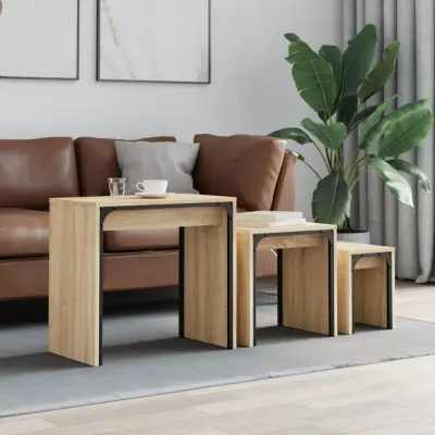 The Living Store Komplet mizic 3-delni sonoma hrast inženirski les - Komplet Klubskih Mizic