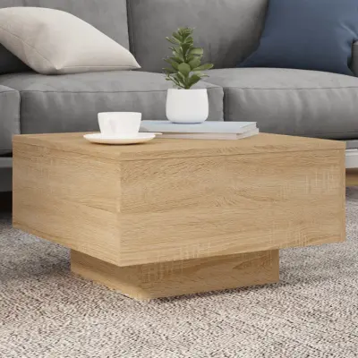 The Living Store Klubska mizica z LED lučmi sonoma hrast 55x55x31 cm - Klubska Mizica