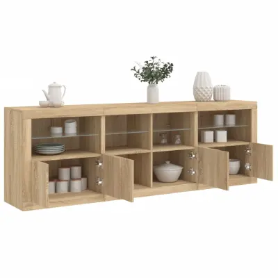 The Living Store Komoda z LED lučkami sonoma hrast 202x37x67 cm - Komoda