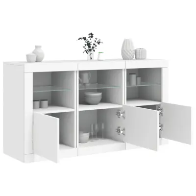 The Living Store Komoda z LED diodami bela 123x37x67 cm - Komoda
