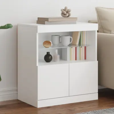 The Living Store Komoda z LED diodami bela 60x37x67 cm - Komoda