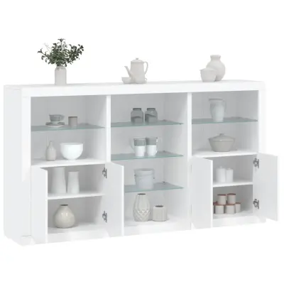 The Living Store Komoda z LED lučkami bela 181,5x37x100 cm - Komoda