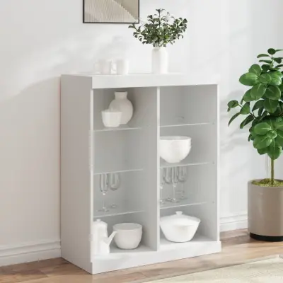 The Living Store Komoda z LED lučkami bela 81x37x100 cm - Komoda