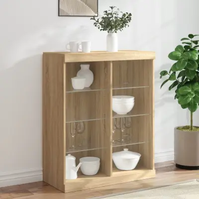 The Living Store Komoda z LED lučkami sonoma hrast 81x37x100 cm - Komoda