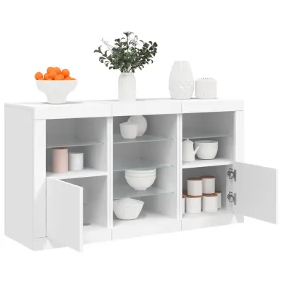 The Living Store Komoda z LED diodami bela 123x37x67 cm - Komoda