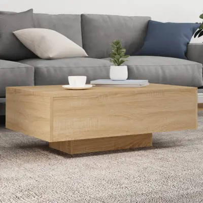 The Living Store Klubska mizica z LED lučmi sonoma hrast 85x55x31 cm - Klubska Mizica
