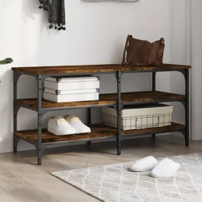 The Living Store Klop za čevlje dimljen hrast 100x38,5x49 cm inženirski les - Klop Za Čevlje
