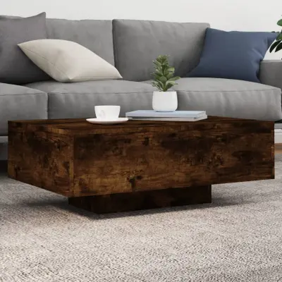The Living Store Klubska mizica z LED lučmi dimljeni hrast 85x55x31 cm - Klubska Mizica