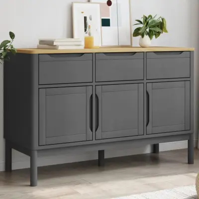 The Living Store Garderobna omara FLORO siva 114x43x74 cm trdna borovina - Komoda