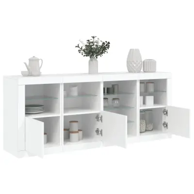 The Living Store Komoda z LED diodami bela 164x37x67 cm - Komoda