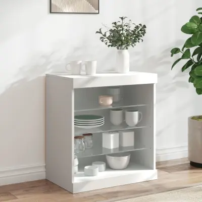 The Living Store Komoda z LED diodami bela 60,5x37x67 cm - Komoda