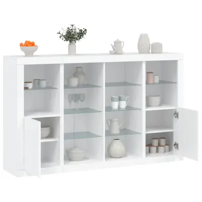 The Living Store Komoda z LED diodami 3 kosi bel inženirski les - Komoda