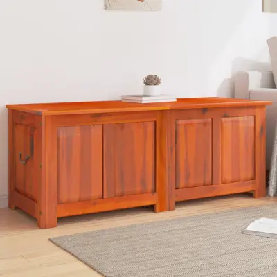 The Living Store Skrinja za shranjevanje s pokrovom rjav trden akacijev les - Skrinja Za Shranjevanje