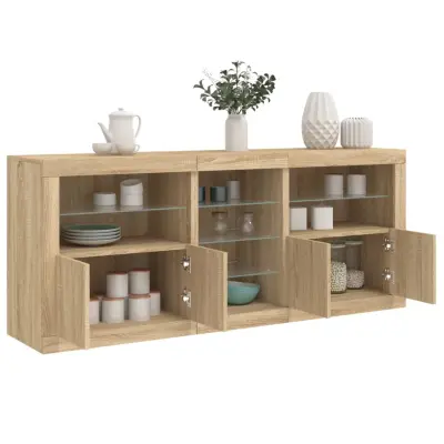 The Living Store Komoda z LED lučkami sonoma hrast 162x37x67 cm - Komoda